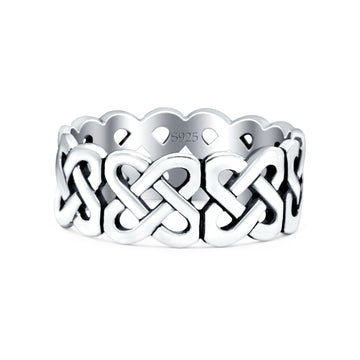 Celtic Oxidized Band Solid 925 Sterling Silver Thumb Ring (7mm)